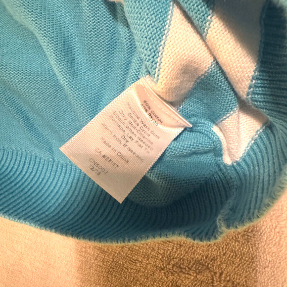 Talbots Light Blue Zebra Cotton Sweater short sleeves Novelty Cute Spring sz M - Picture 4 of 7